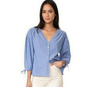 Madewell Morningside tie sleeve striped blouse size S.